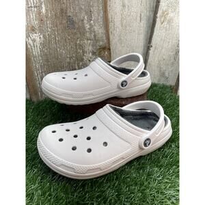 CROCS White Classic Gray Lined Clogs Women's 8